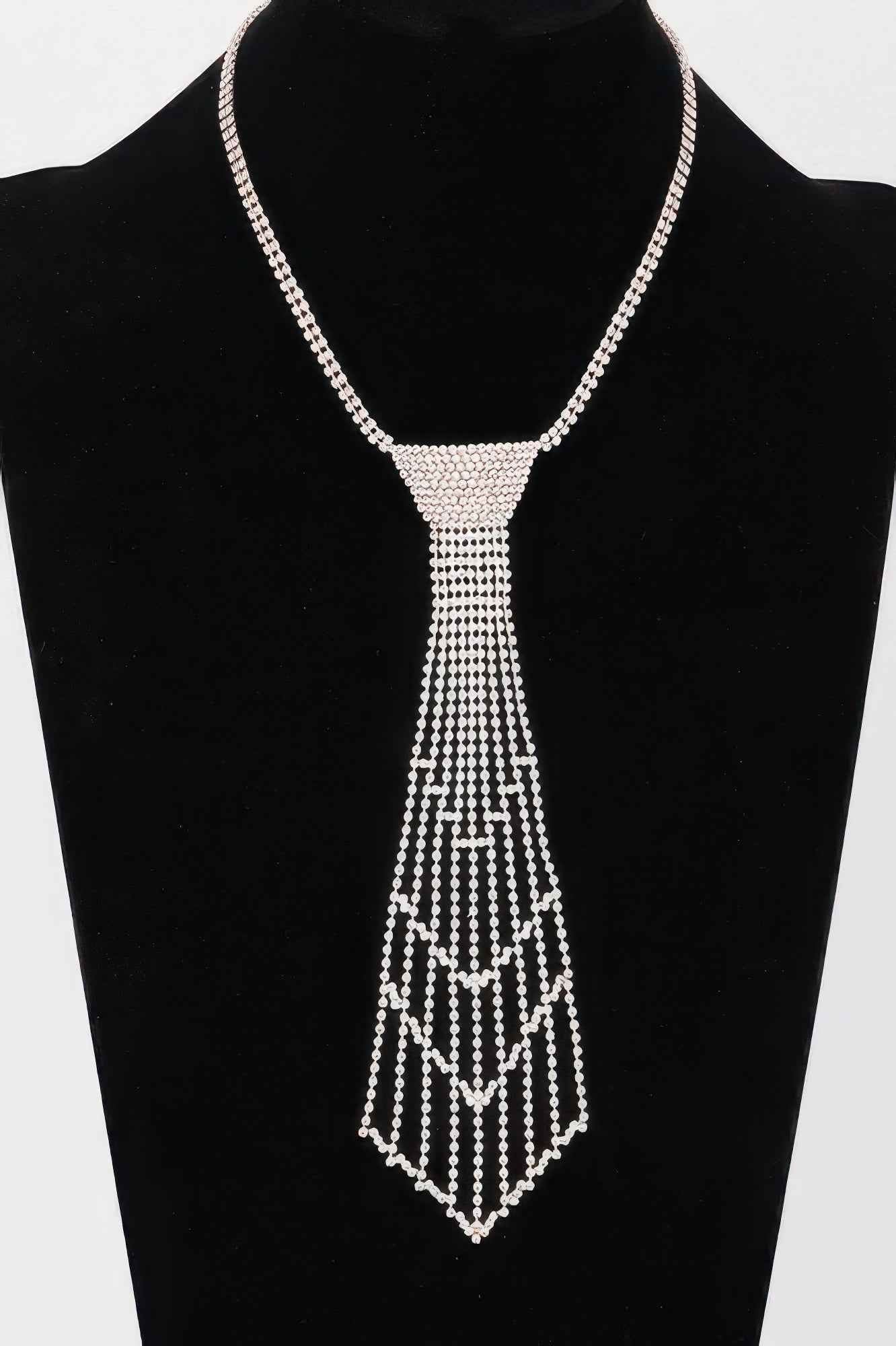 Rhinestone Necktie Necklace