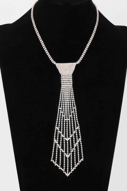 Rhinestone Necktie Necklace