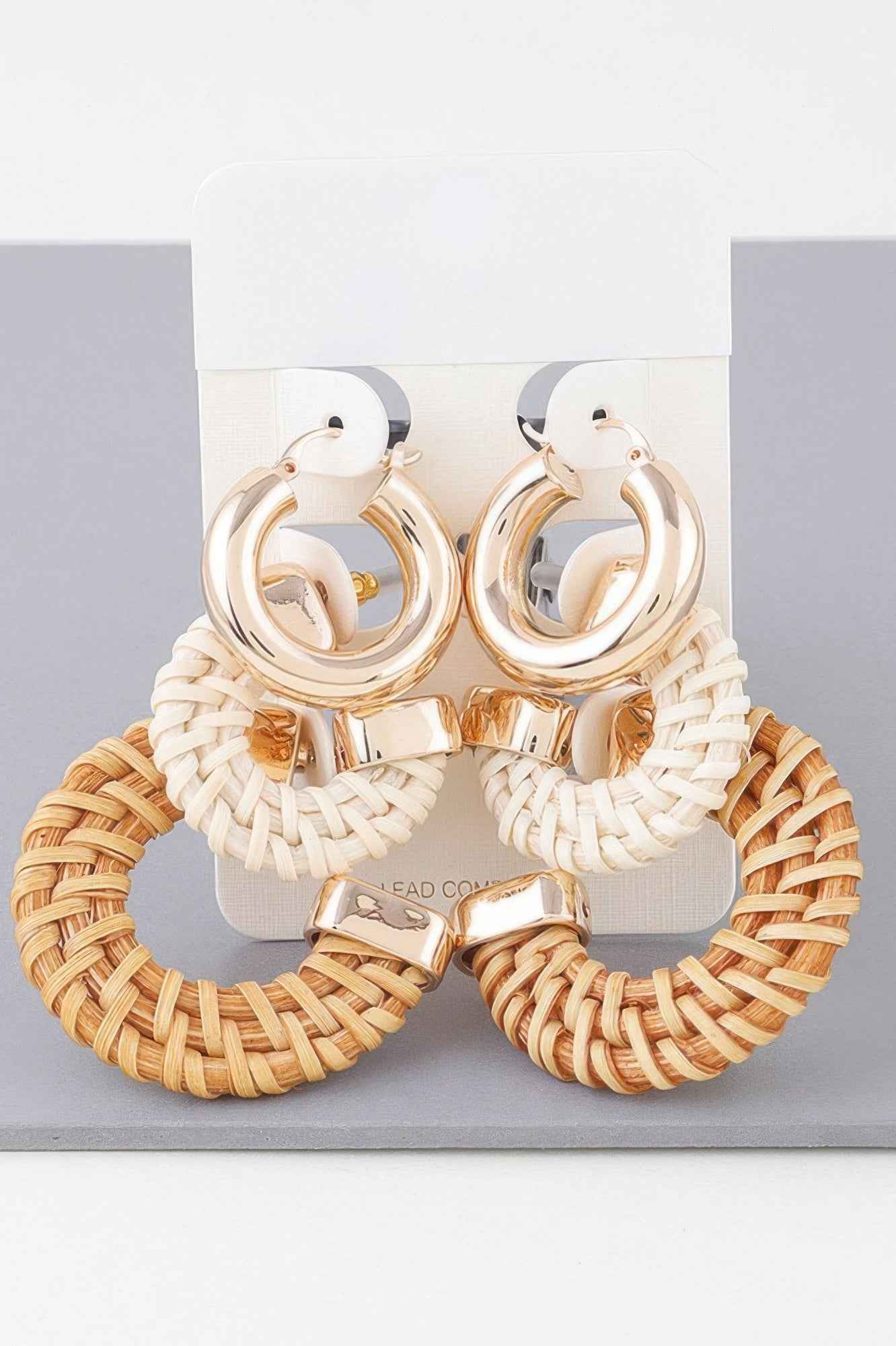 Multi Triple Weaved Hoop Earrings Set