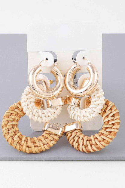 Multi Triple Weaved Hoop Earrings Set