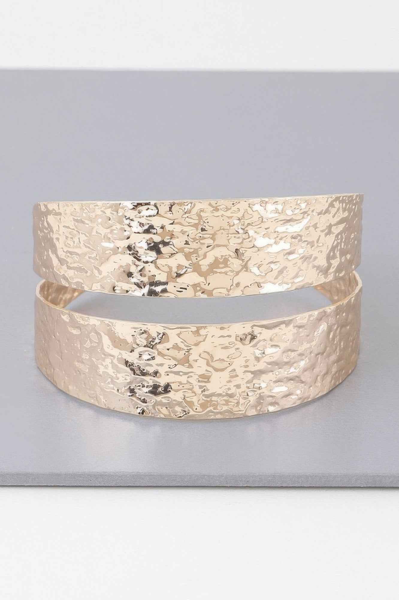 Hammered Double Wrap Cuff Bracelet
