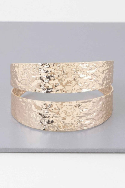 Hammered Double Wrap Cuff Bracelet