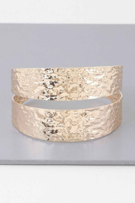 Hammered Double Wrap Cuff Bracelet