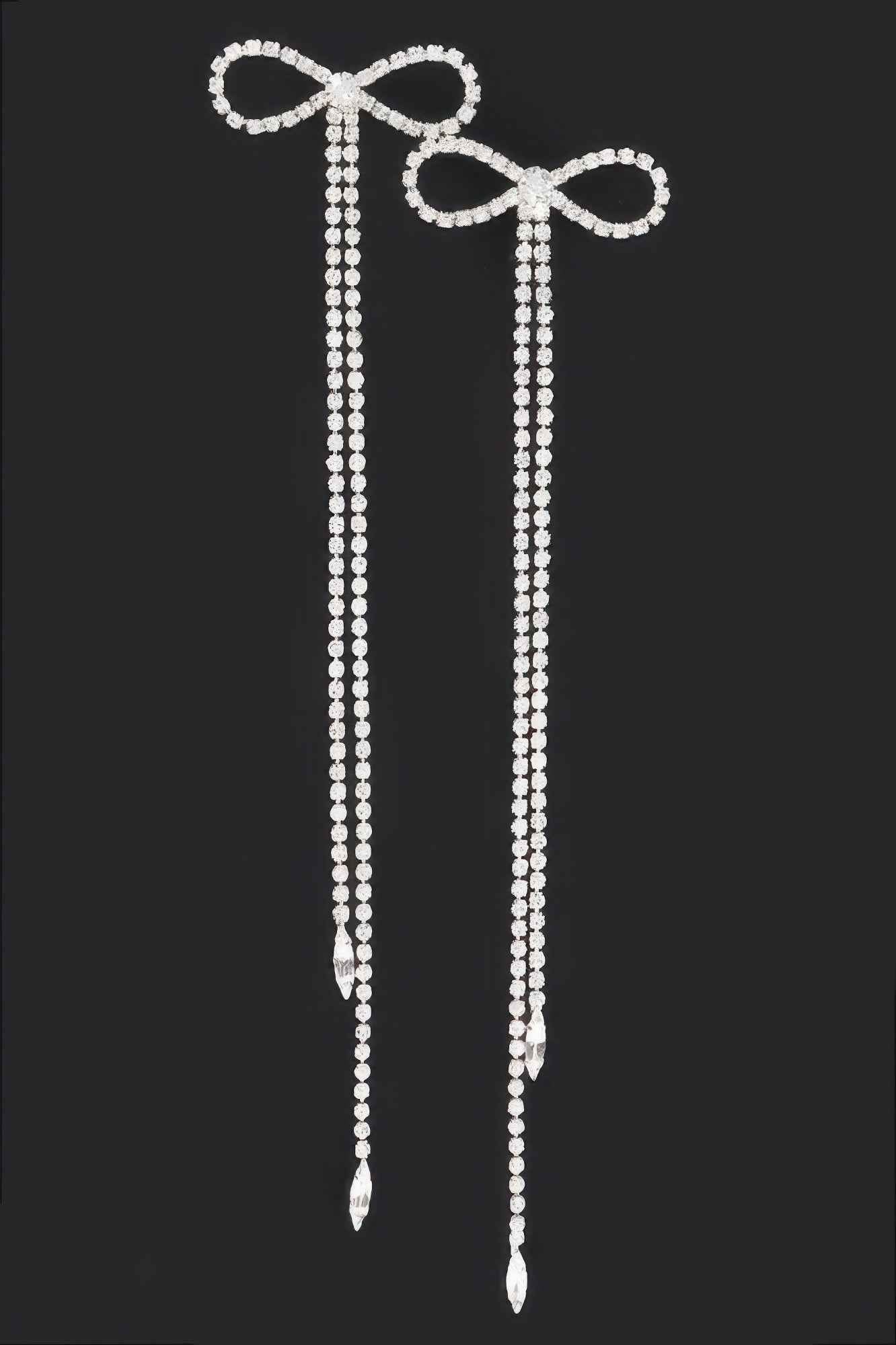 Rhinestone Bow Fringe Earring