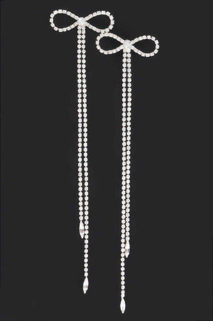 Rhinestone Bow Fringe Earring