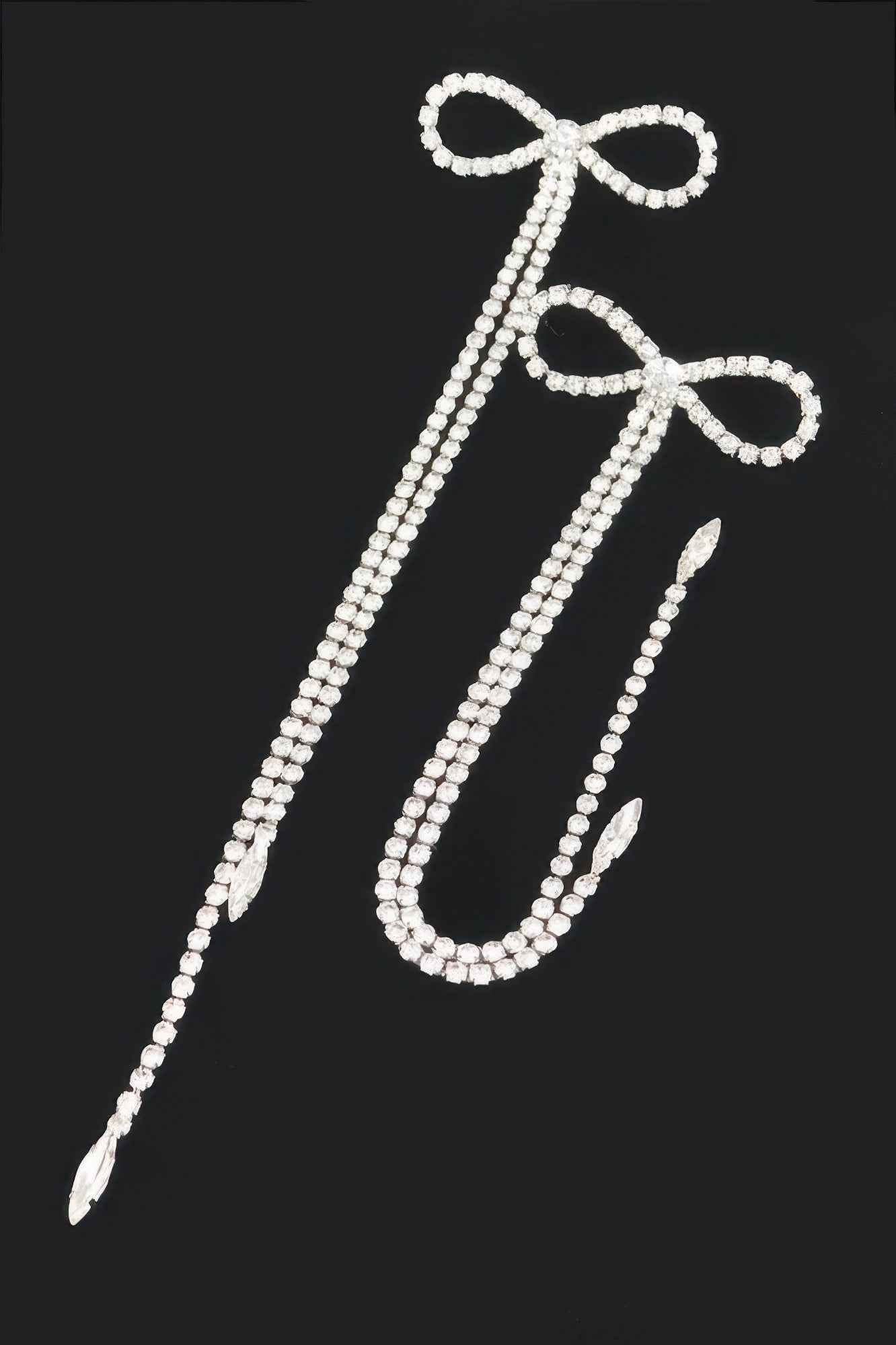 Rhinestone Bow Fringe Earring