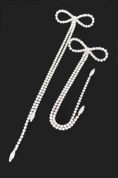 Rhinestone Bow Fringe Earring