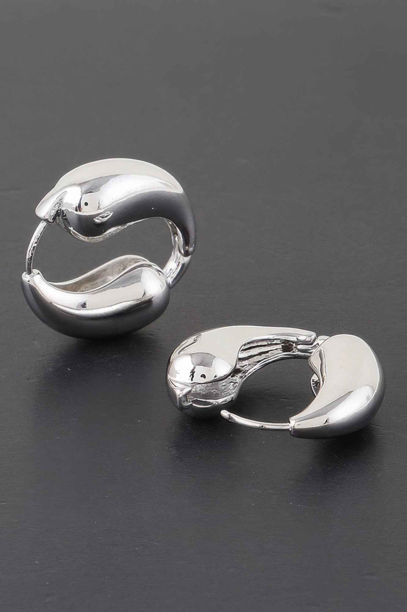 Shiny Yin N Yang Hoop Earrings