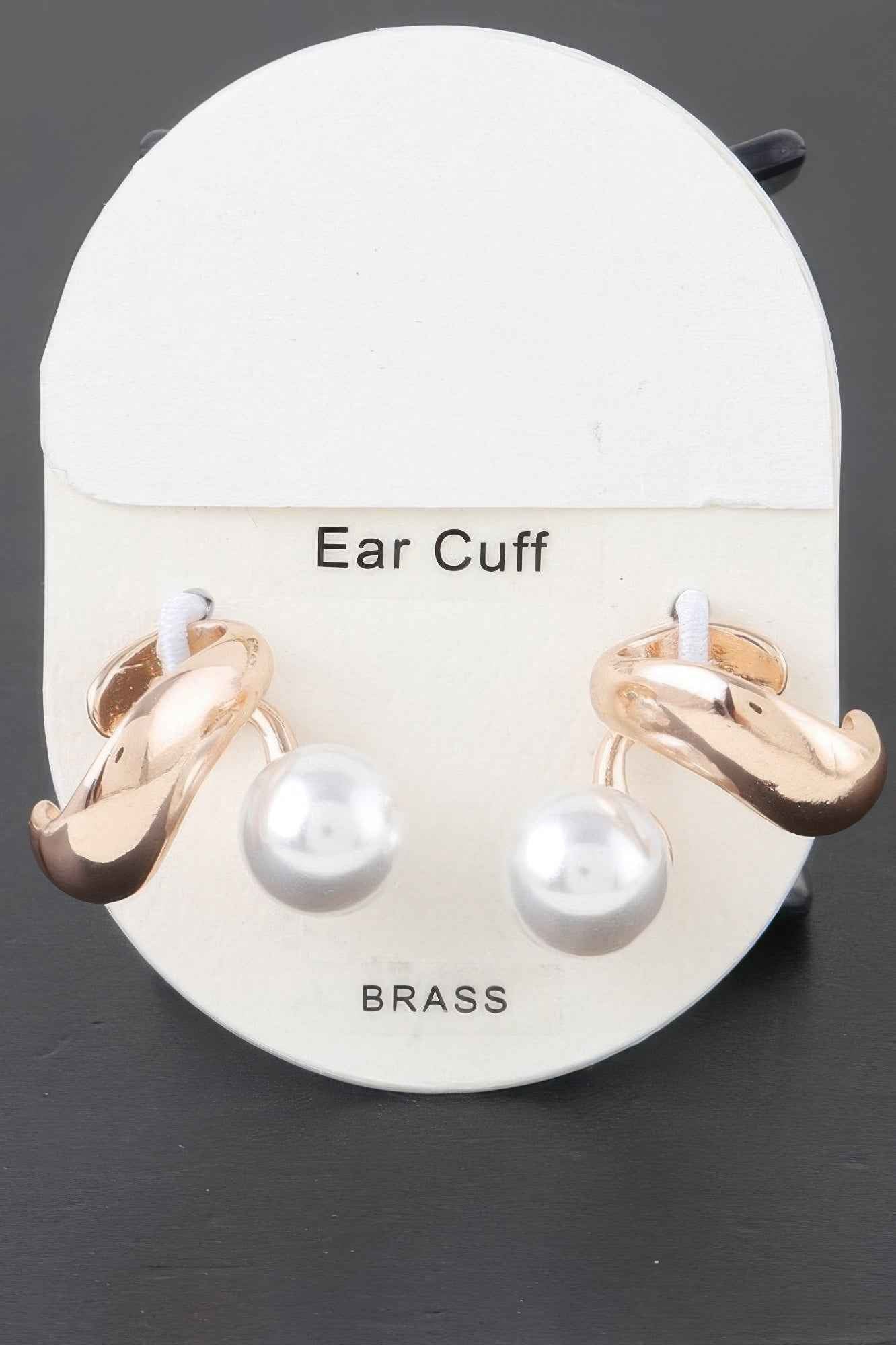 Shiny Pearl Brass Ear Cuff