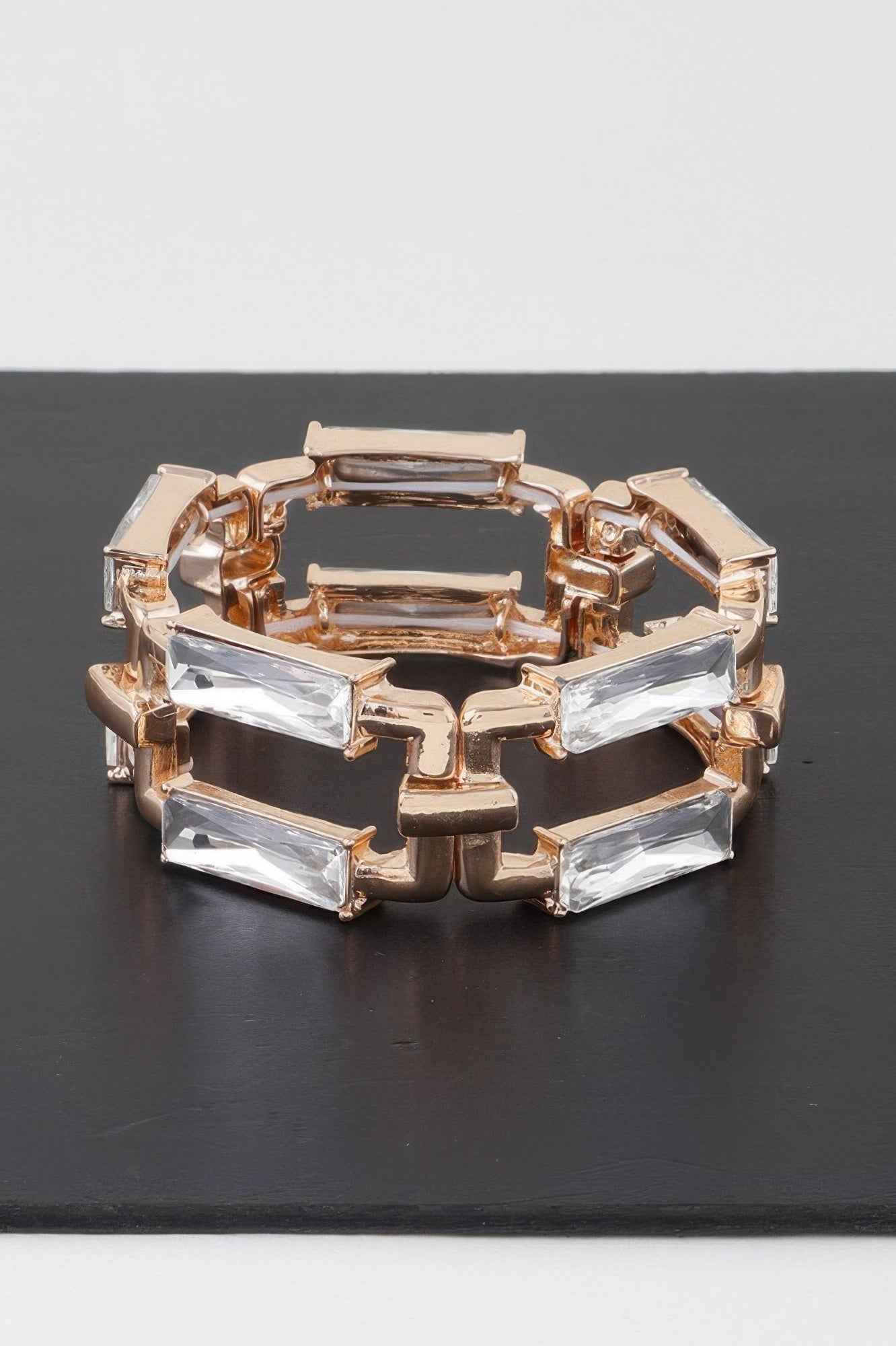 Double Crystal Link Chain Bracelet