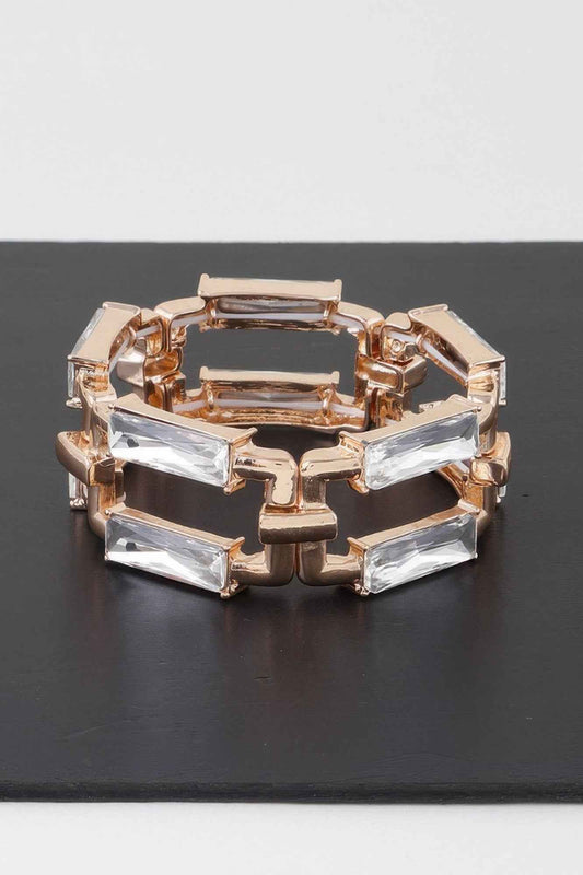 Double Crystal Link Chain Bracelet