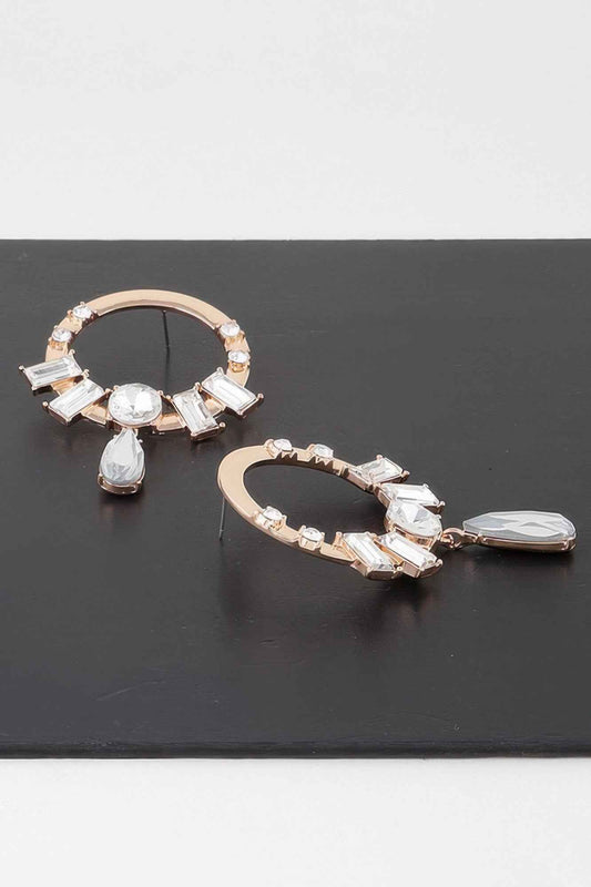 Crystal Jewel Rim Drop Earrings