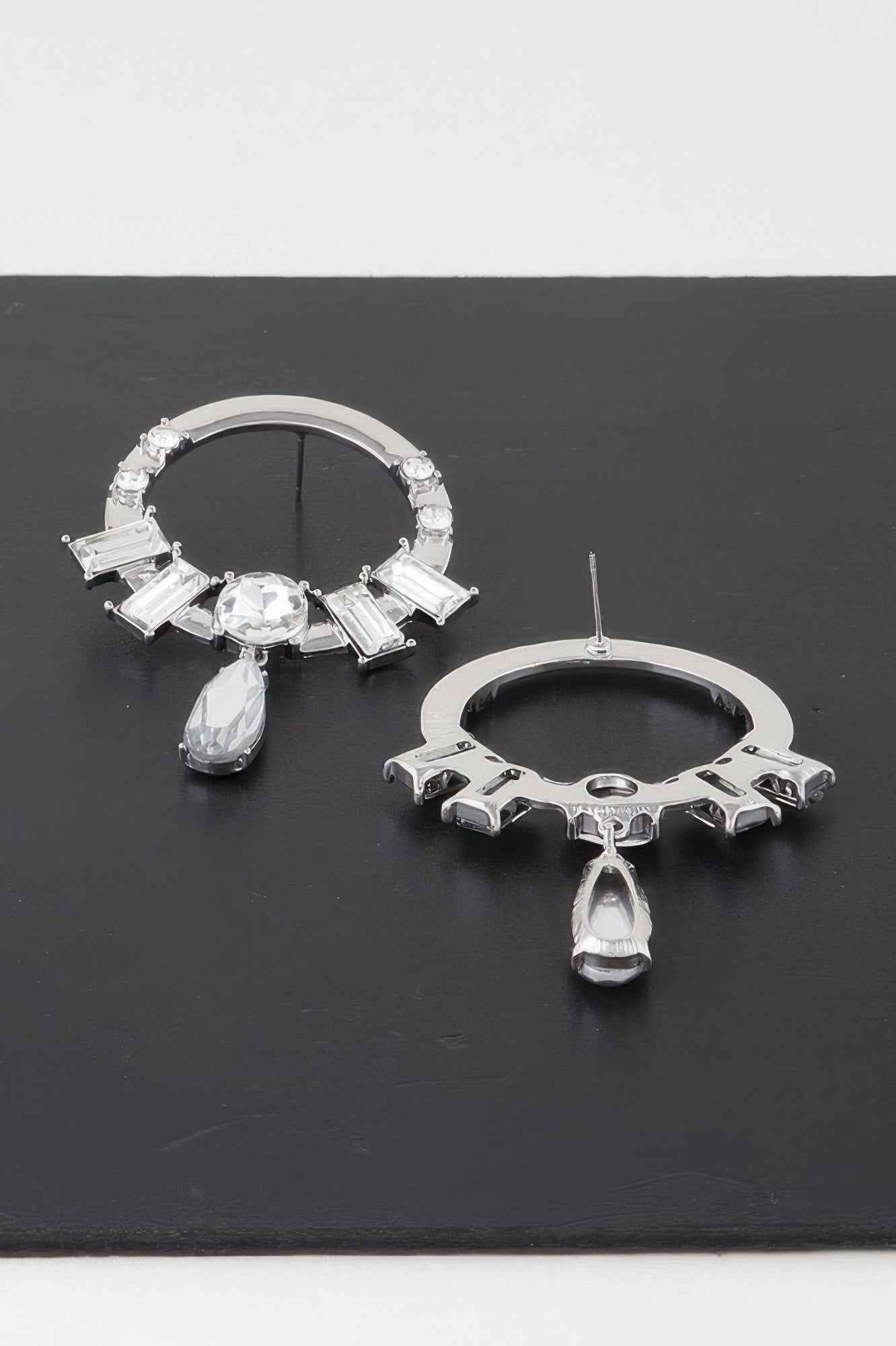 Crystal Jewel Rim Drop Earrings