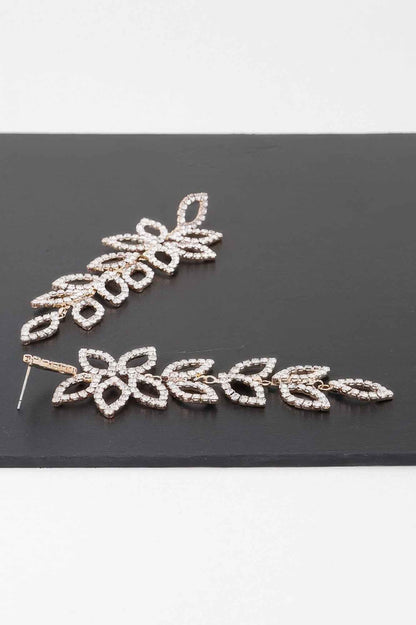 Bejeweled Flower Petal Drop Earrings