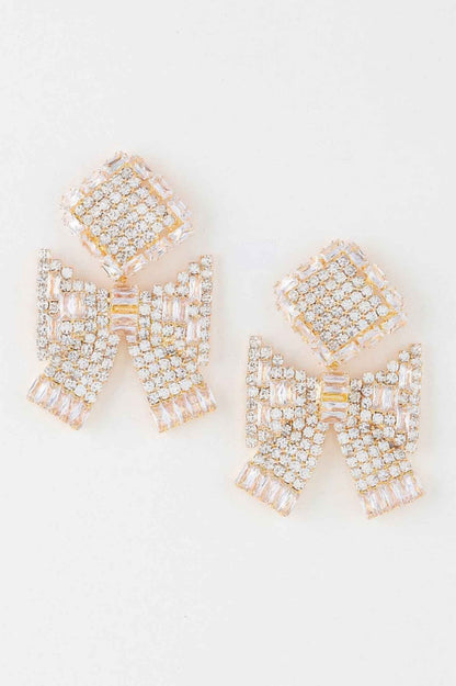 Elegant Bow Rhinestone Earrings