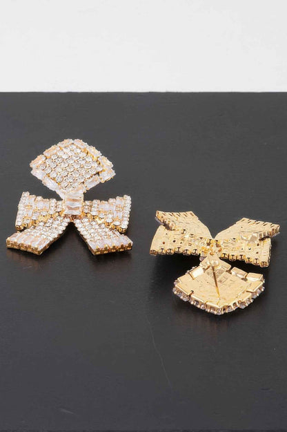 Elegant Bow Rhinestone Earrings