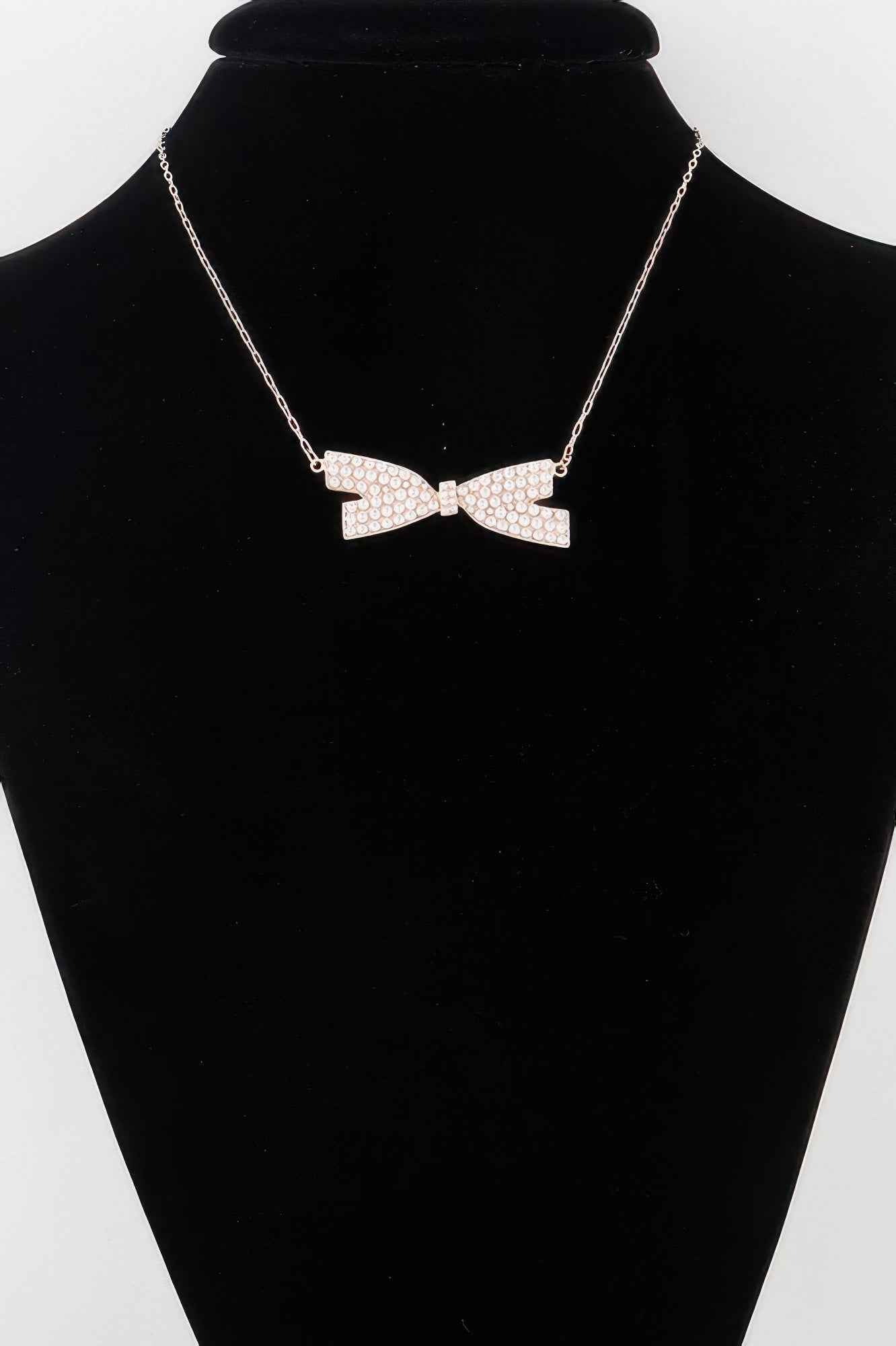 Faux Pearl Bow Necklace