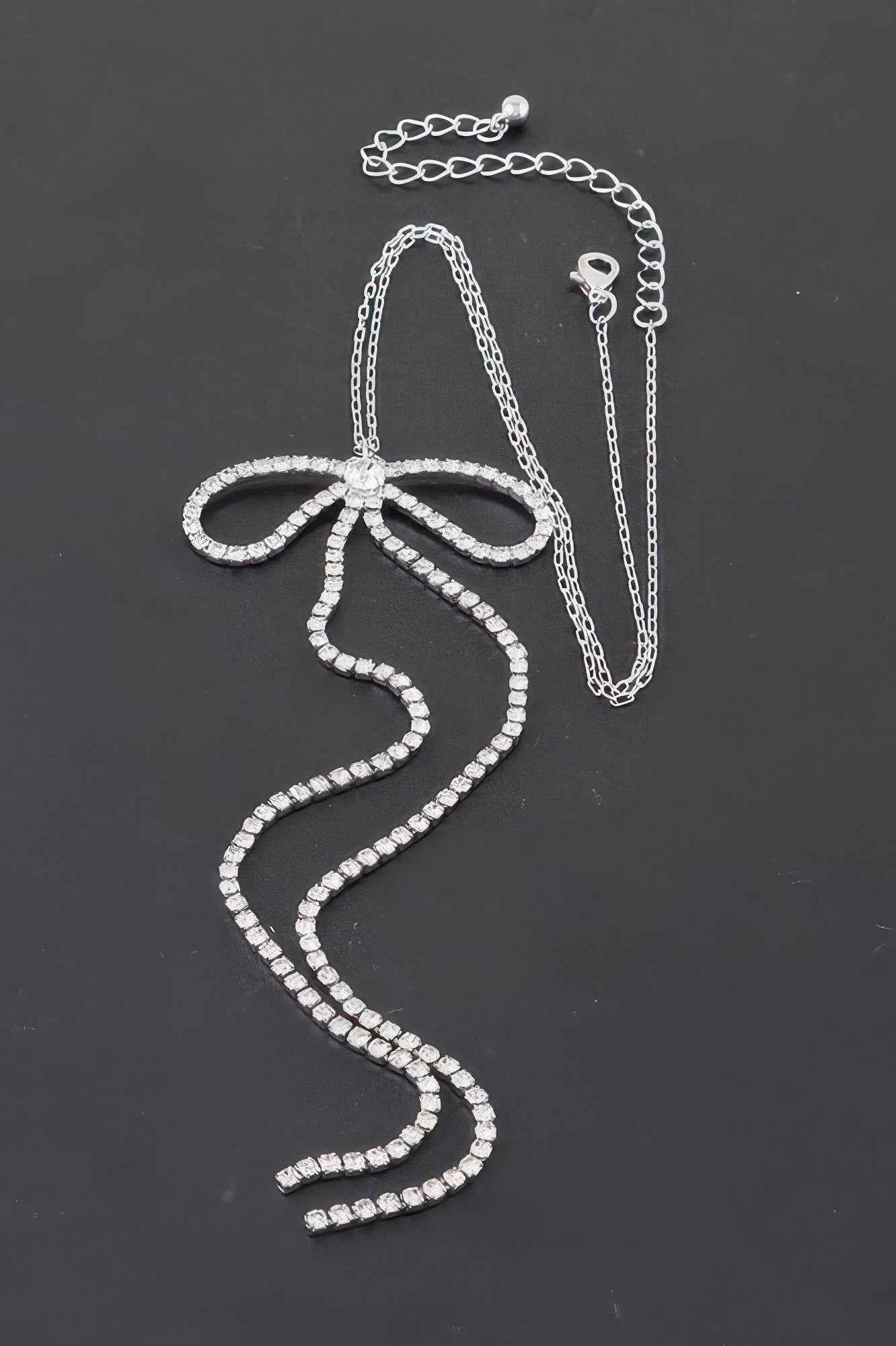 Rhinestone Bow Necklace