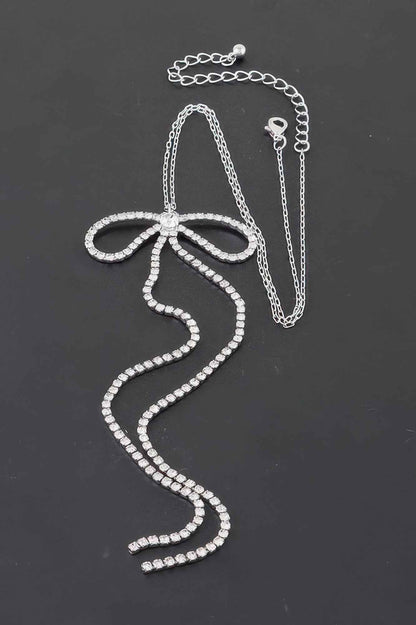 Rhinestone Bow Necklace