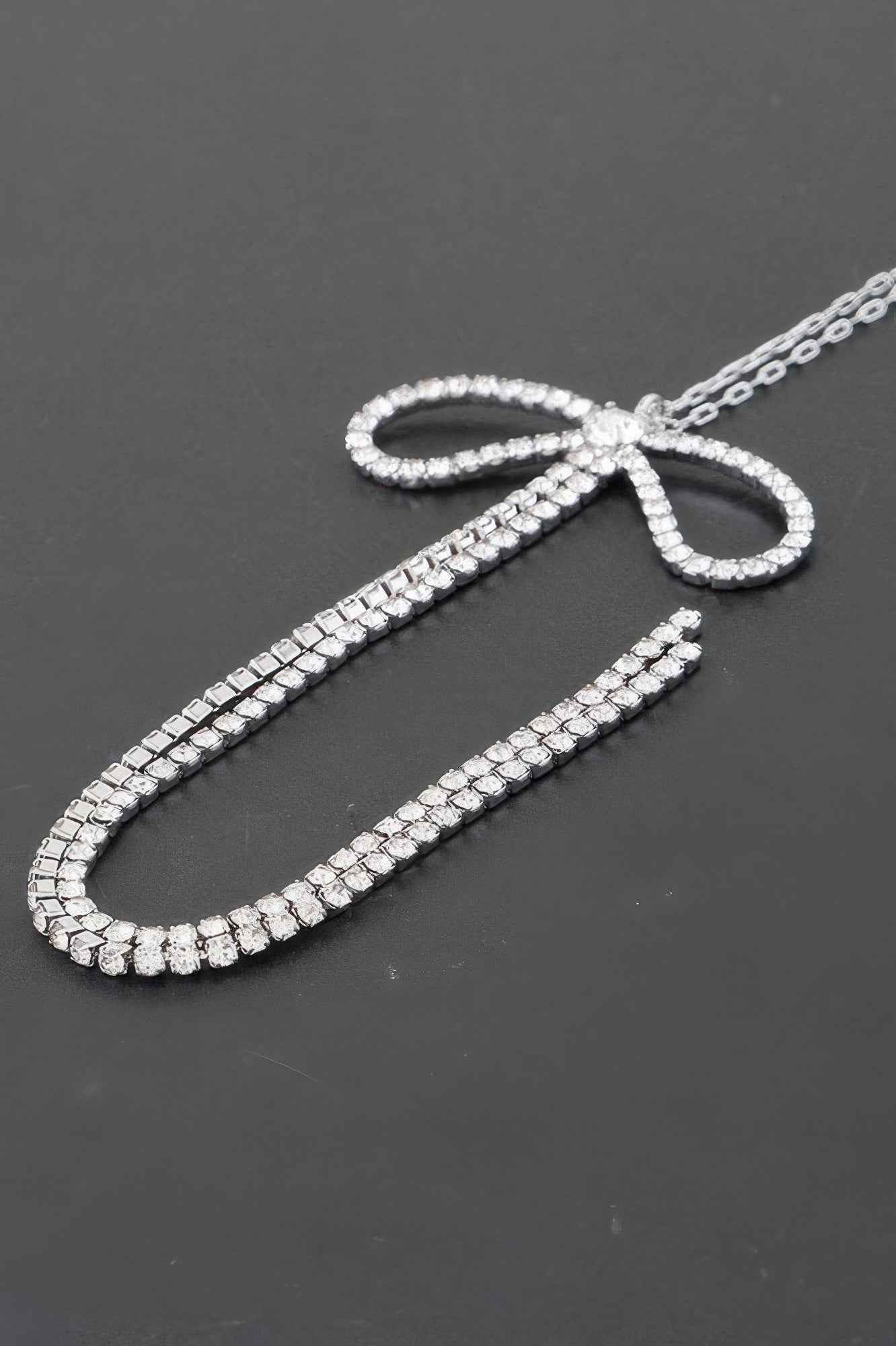 Rhinestone Bow Necklace