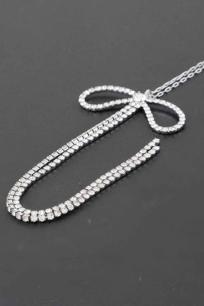 Rhinestone Bow Necklace