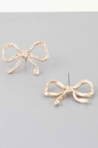 Rhinestone Bow Earrings
