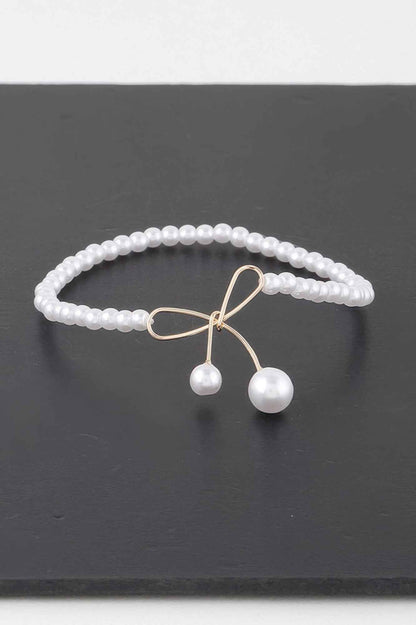 Faux Pearl Bow Bracelet