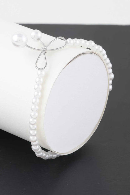 Faux Pearl Bow Bracelet