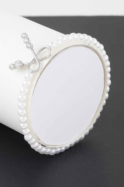 Faux Pearl Bow Rhinestone Bracelet
