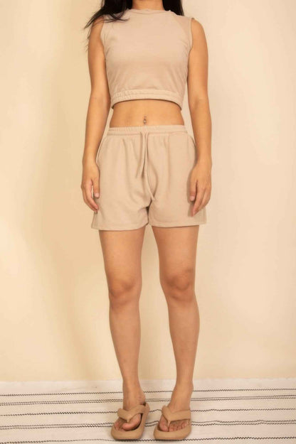 Cotton French Terry Crop Top & Shorts Set