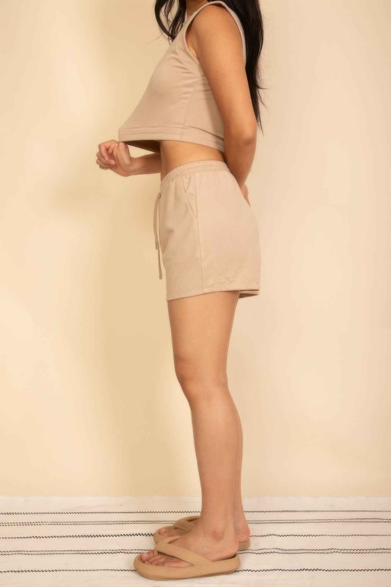 Cotton French Terry Crop Top & Shorts Set
