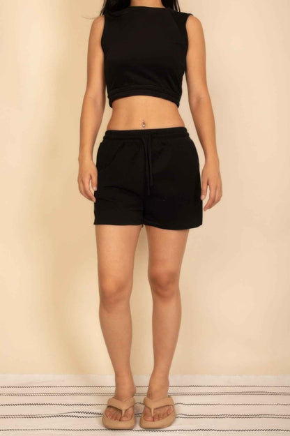 Cotton French Terry Crop Top & Shorts Set