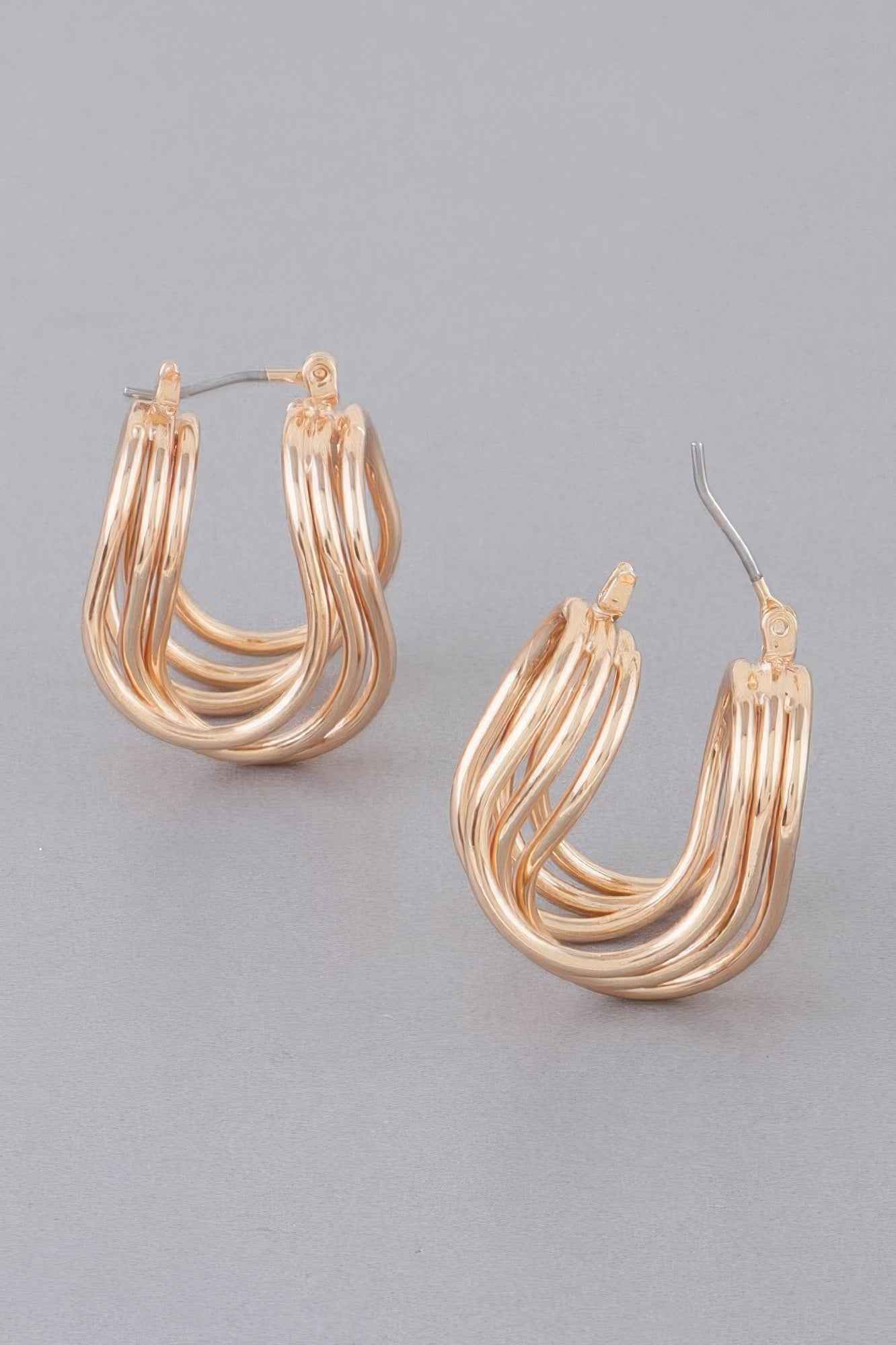 Triple Shiny Wire Wrap Around Hoop Earrings