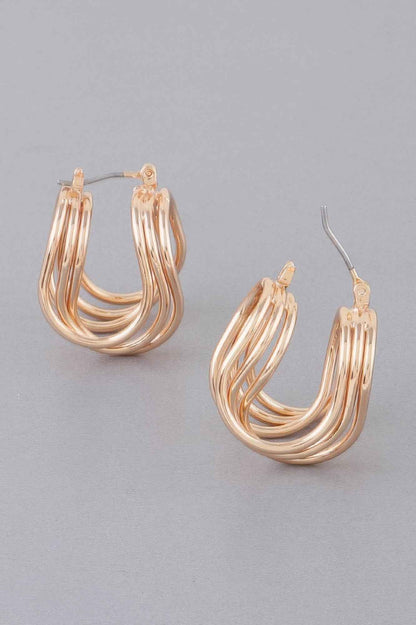 Triple Shiny Wire Wrap Around Hoop Earrings
