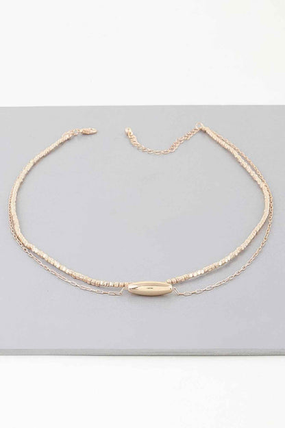 Double Cube Beaded Oval Chain Necklace