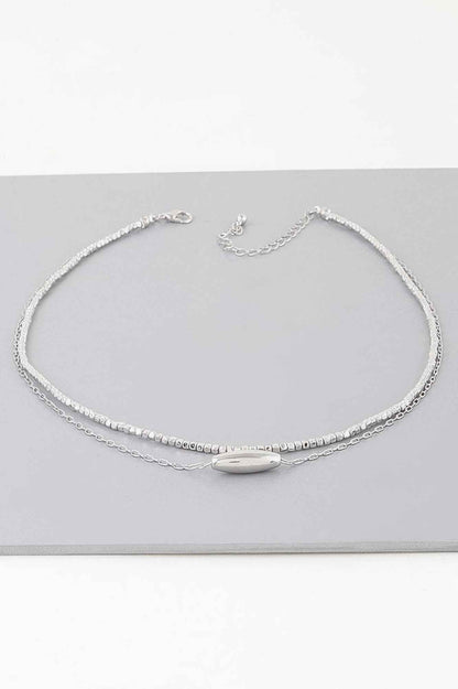 Double Cube Beaded Oval Chain Necklace