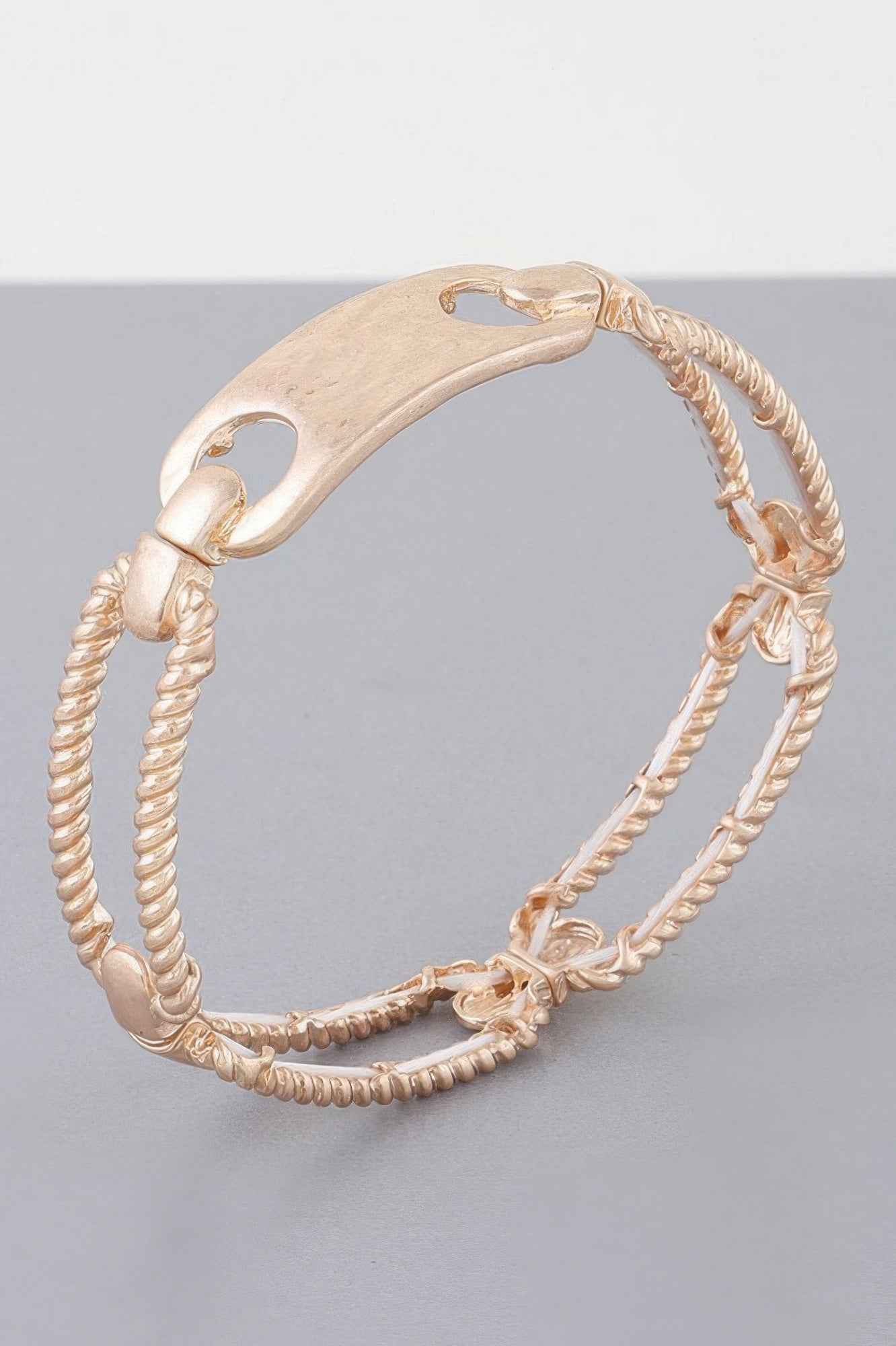 Multi Shiny Twisted Plate Cuff Bracelet