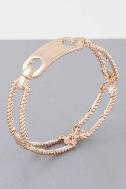 Multi Shiny Twisted Plate Cuff Bracelet