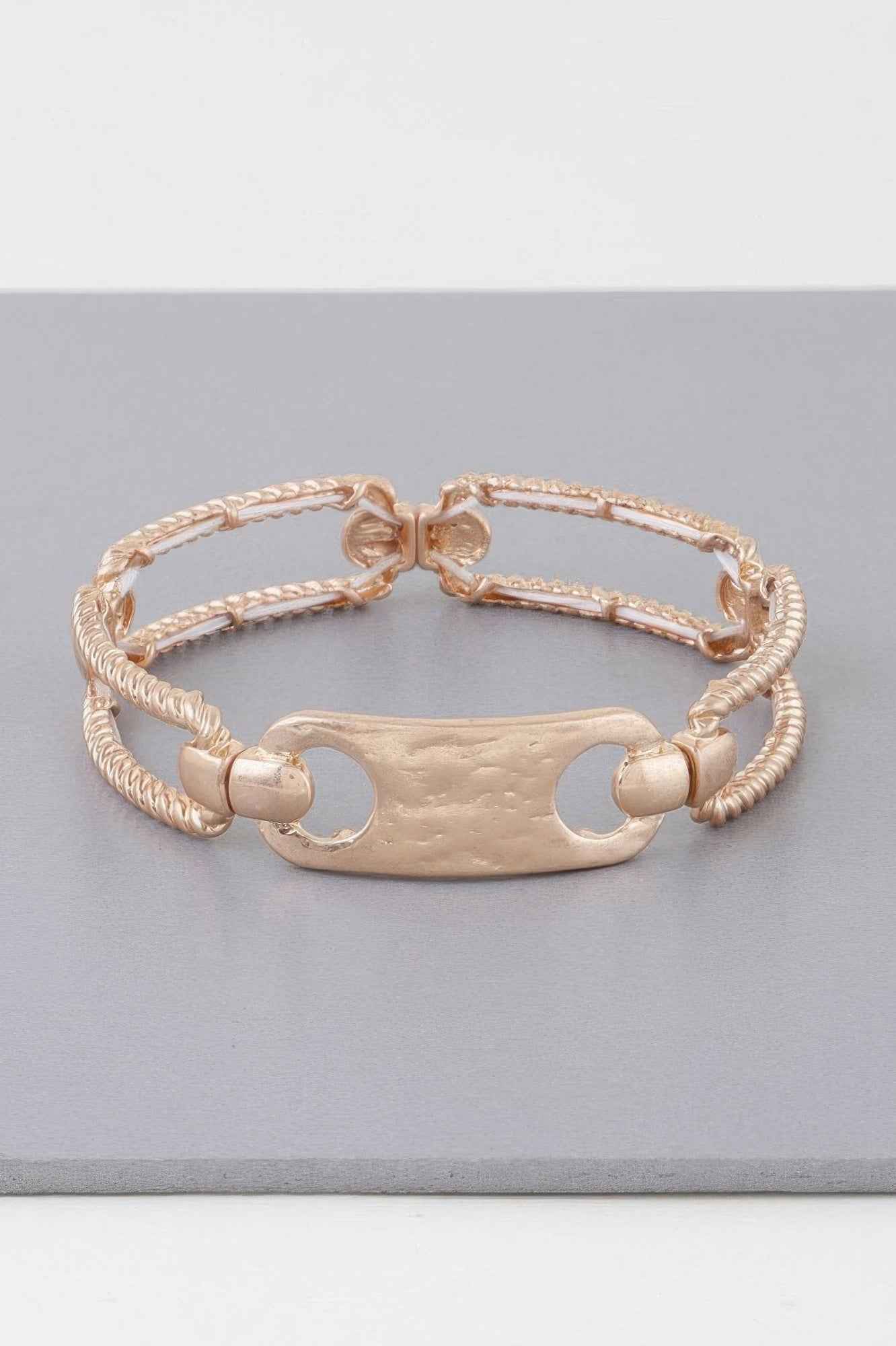 Multi Shiny Twisted Plate Cuff Bracelet