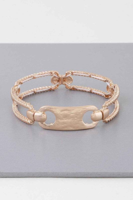 Multi Shiny Twisted Plate Cuff Bracelet