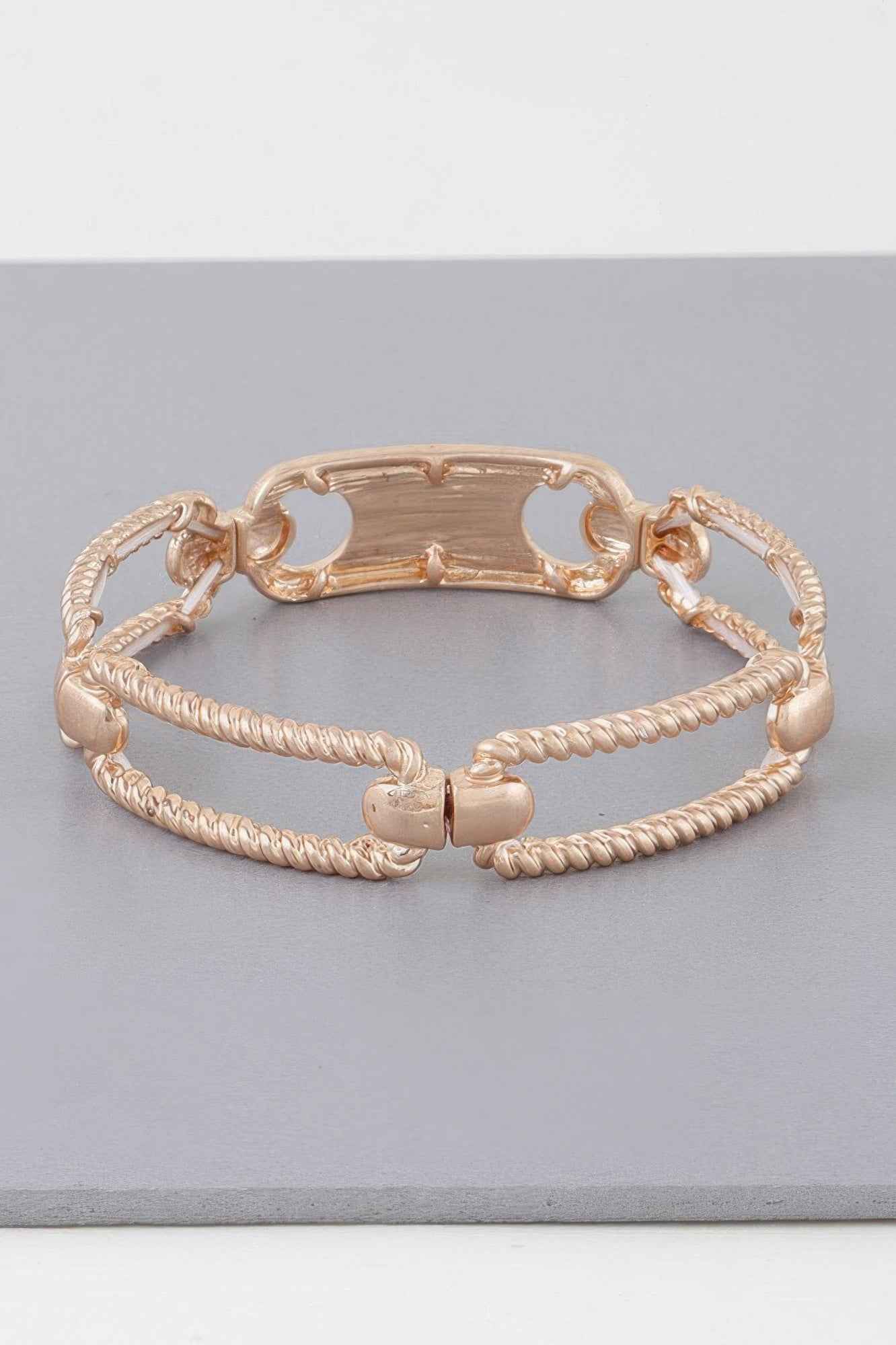 Multi Shiny Twisted Plate Cuff Bracelet