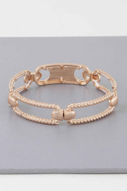 Multi Shiny Twisted Plate Cuff Bracelet
