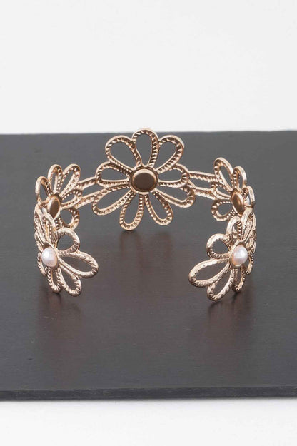 Pearled Flower Cuff Bracelet