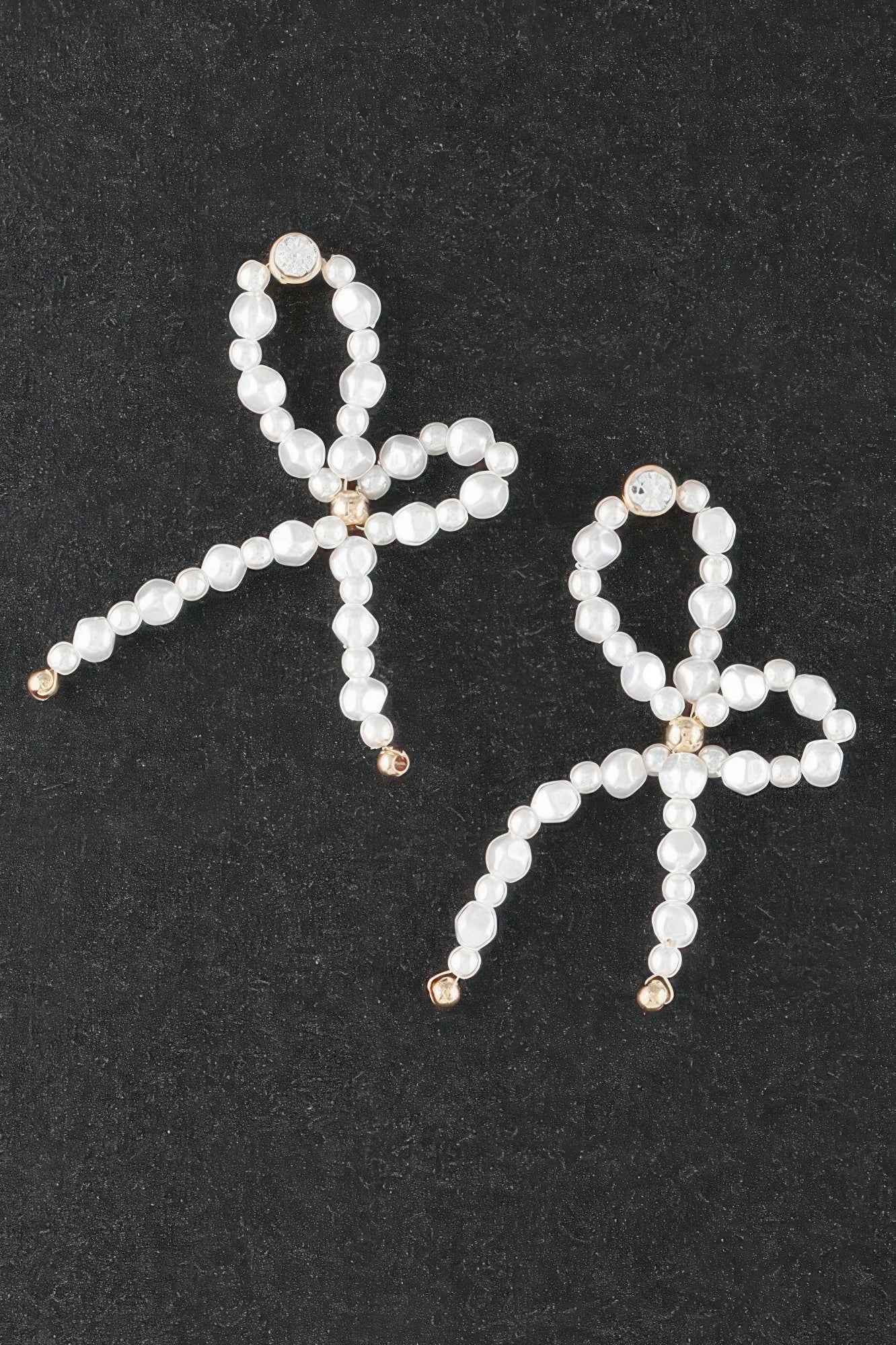 Pearl Stone Ribbon Earrings