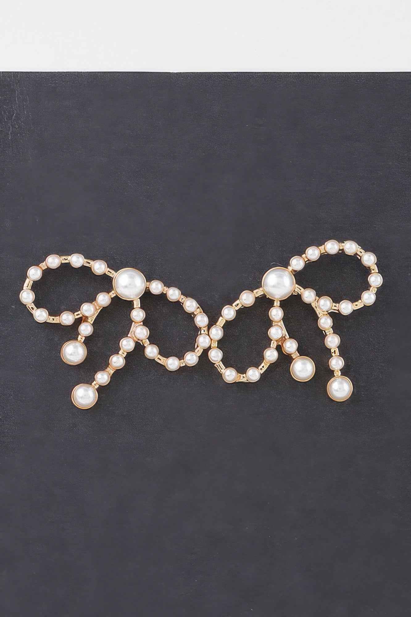 Pearled Ribbon Stud Earrings