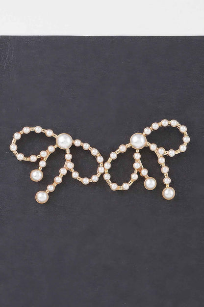 Pearled Ribbon Stud Earrings
