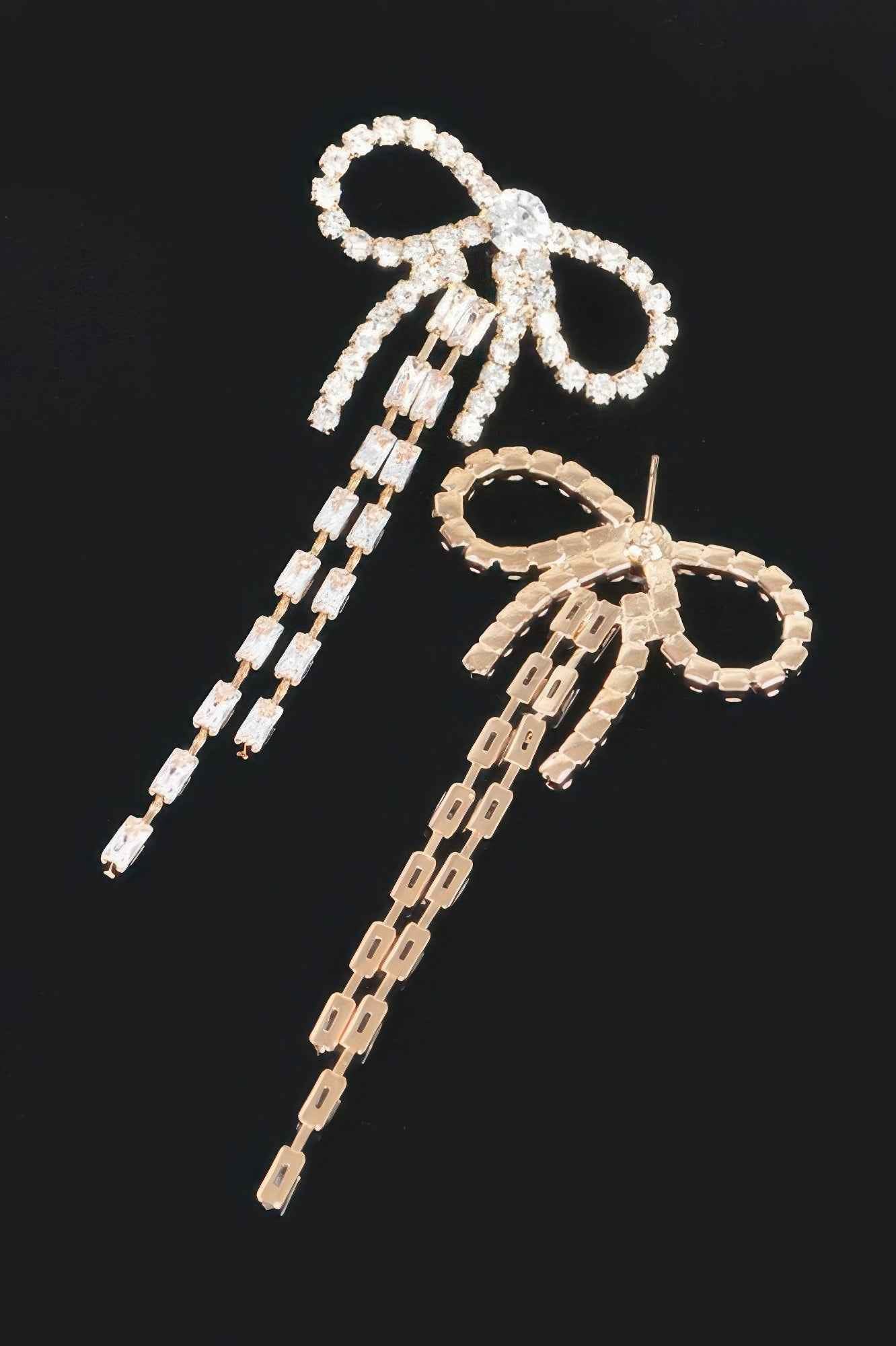 Rhinestone Ribbon Earring