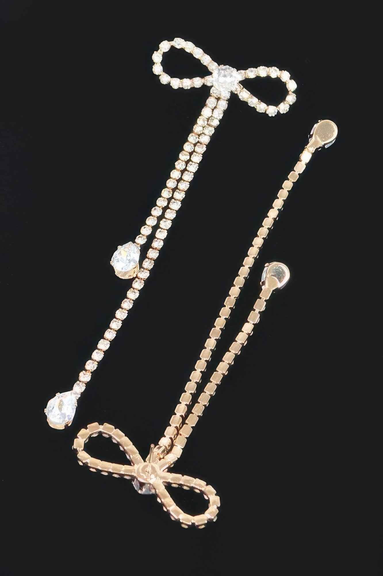 Rhinestone Ribbon Earring