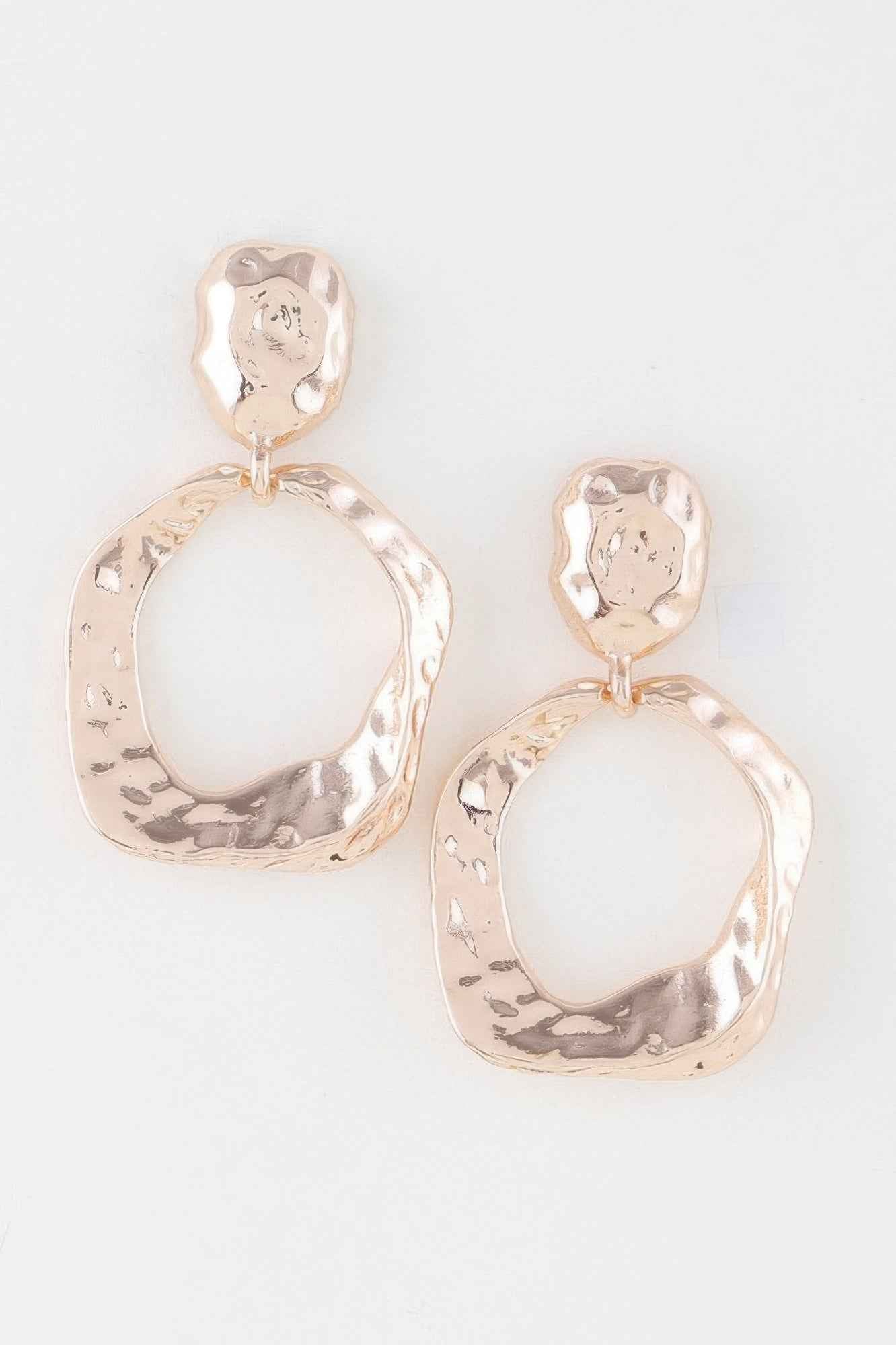Double Hammered Open Disc Drop Earrings