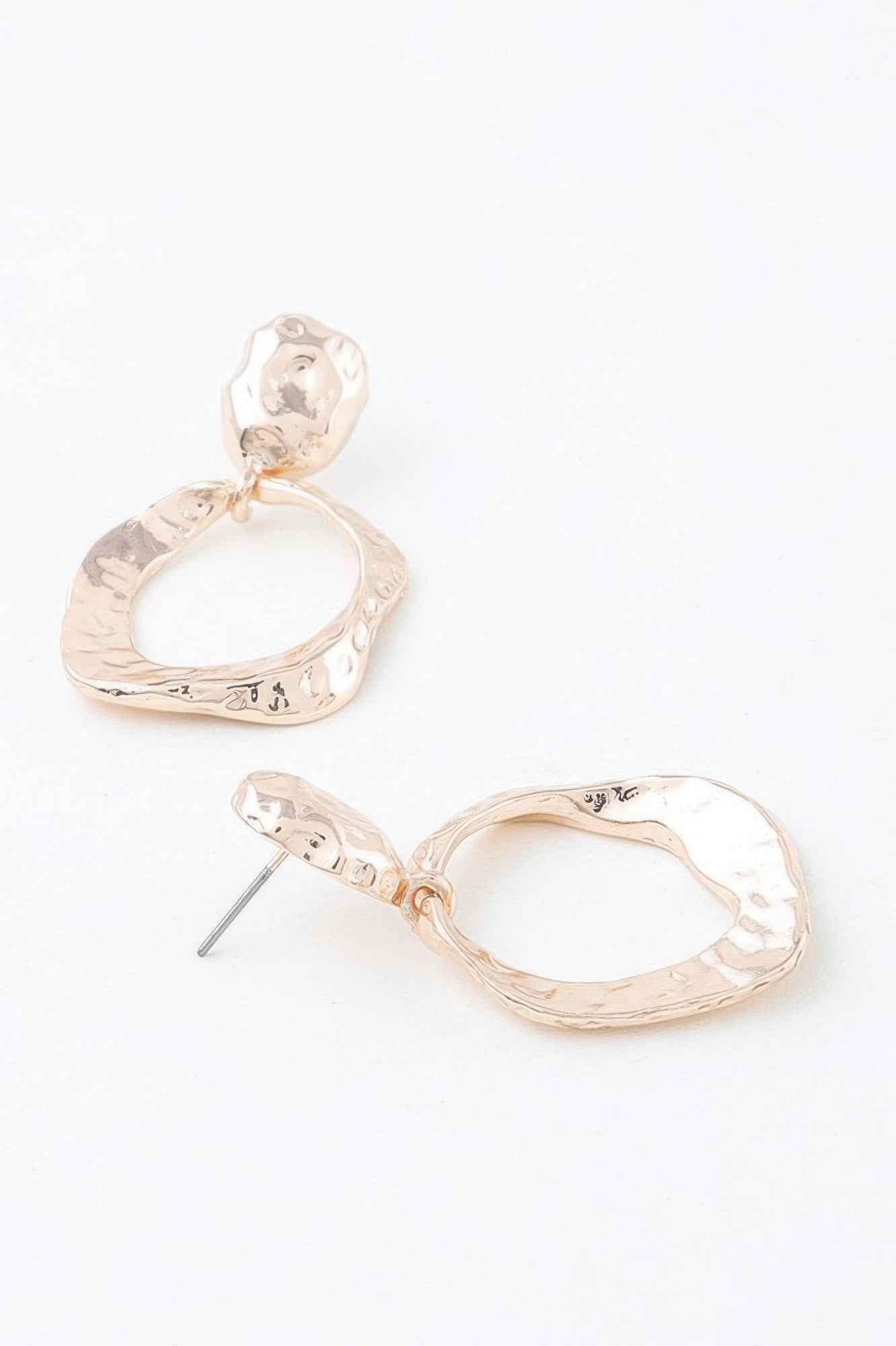 Double Hammered Open Disc Drop Earrings